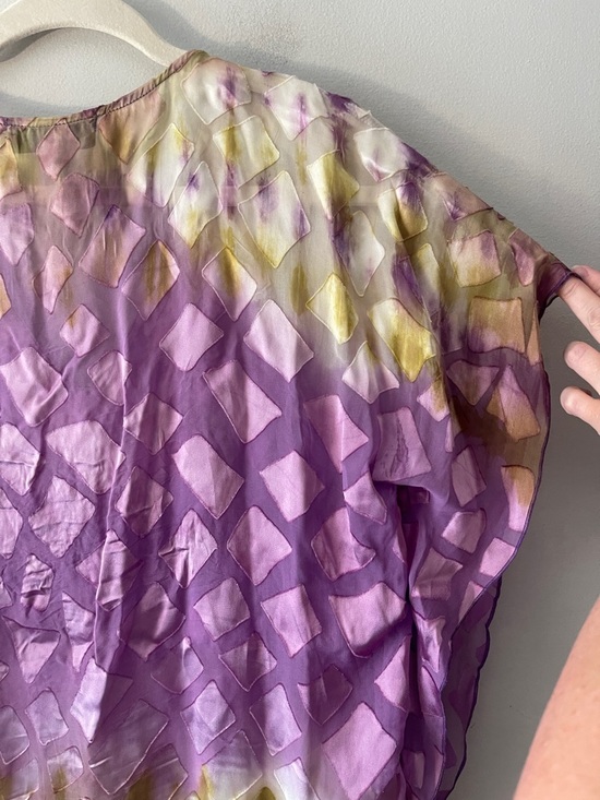 Hale Bob Silk Blend Beaded Boho Tunic Top Purple Multicolor Small - Picture 7 of 7